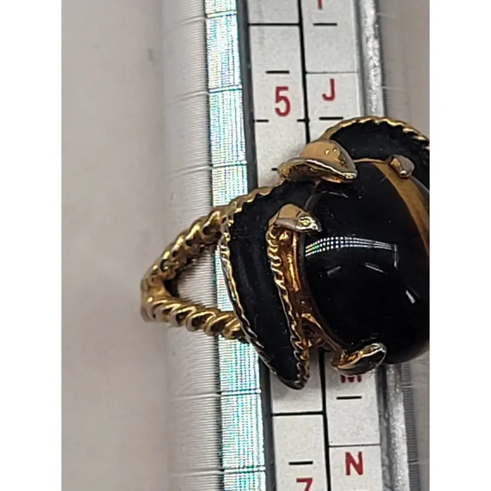 ESPO Joseph Esposito Tiger's Eye Tulip Ring 14K GE Gold Vintage Statement